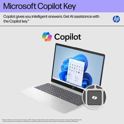 HP 15.6" FHD Laptop, CoPilot, Intel Core i7-1355U, 16GB RAM, 512GB SSD, Backlit Keyboard, +9.75 hours battery, Windows 11