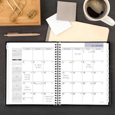 2027 AT-A-GLANCE DayMinder 7" x 8.5" Monthly Planner, Faux Leather Cover, Black (G400H-00-27)