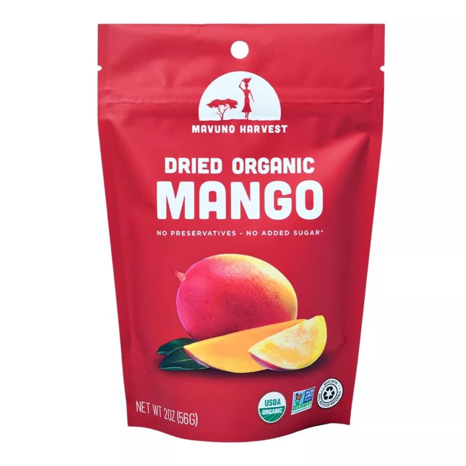 Mavuno Harvest Gluten Free Organic Dried Mango Fruit Snacks, 2 oz., 6 Bags/Pack (MAHW-MNG2OZ6PK)