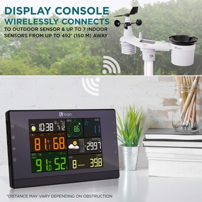 Logia 7-in-1 Wi-Fi Wireless Weather Station w/Solar, Indoor/Outdoor weather station w/Alarms & More (LOWSCB711SAB)