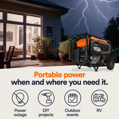 Generac Power Systems CoSense 49ST Portable Inverter Generator, Pull Start, 6500 Watts (G0076800)