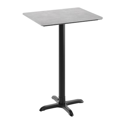Flash Furniture Acadia Wooden Dining Table with X-Base, 23.75D x 29.75W, Gray Faux Concrete/Black Base (ST2430CGT2222B)