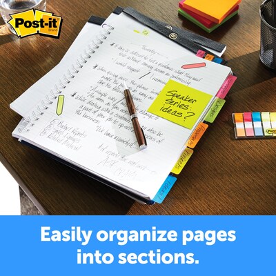 Post-it® Durable Filing Tabs, 2" Wide, Assorted Colors, 24 Tabs/Pack (686PWAV)