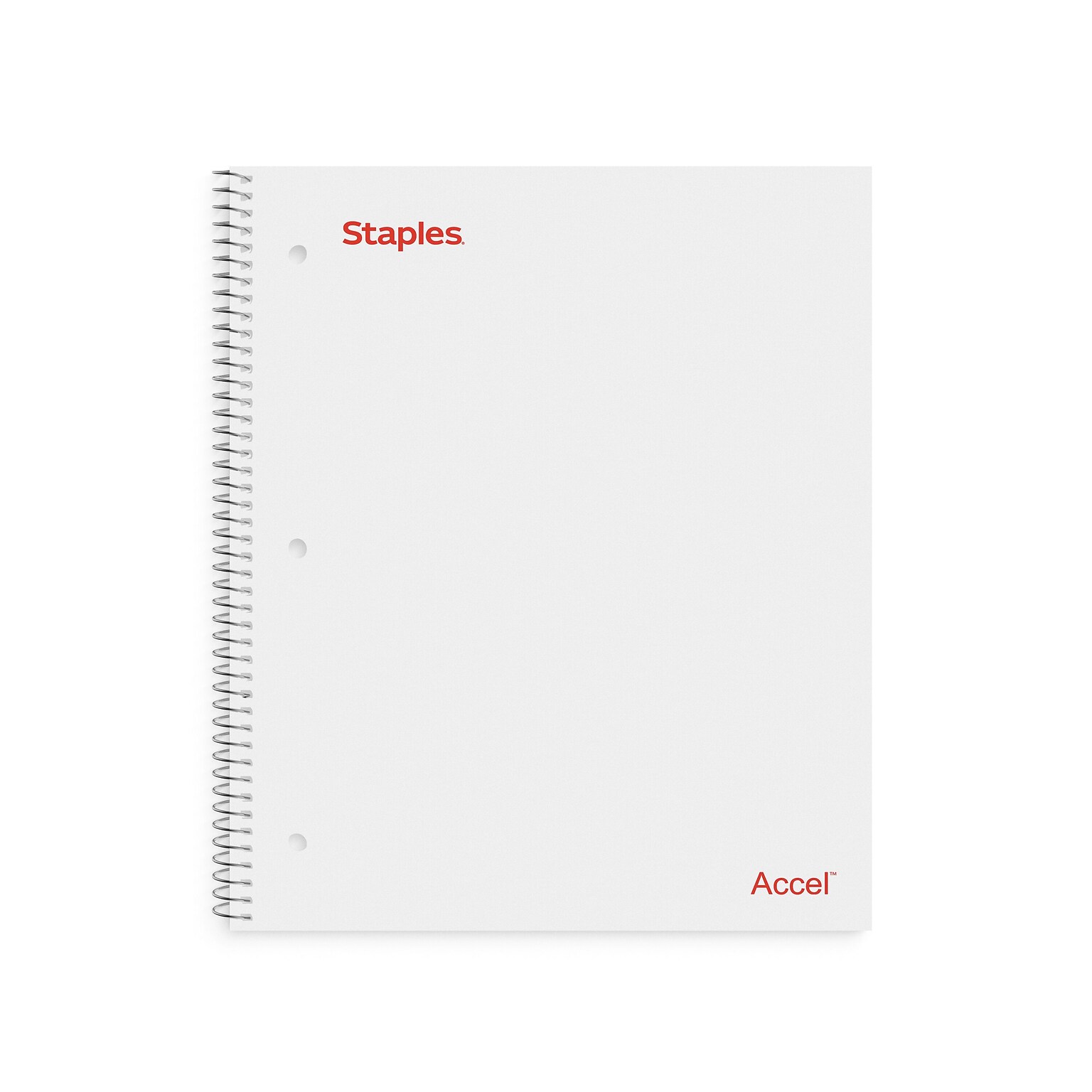 Staples Premium Poly 1-Subject Notebook, 8 x 10.5, Wide Ruled, 100 Sheets, White (ST25543D)