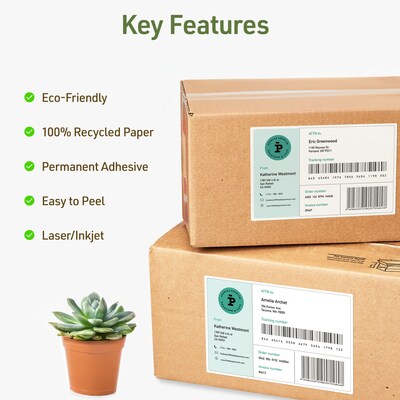 Avery EcoFriendly Shipping Labels, Matte White, 5-1/2 x 8-1/2, Laser/Inkjet, 2 Labels/Sheet, 20 Labels Total (48808)