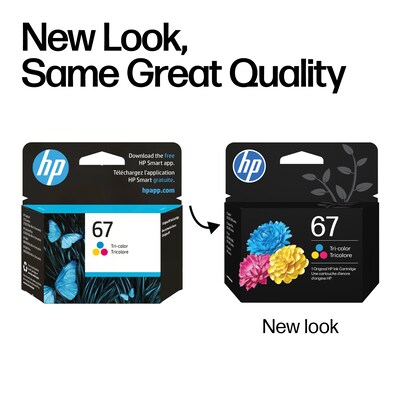 HP 67 Tri-Color Standard Yield Ink Cartridge, Prints Up to 100 Pages (3YM55AN#140)