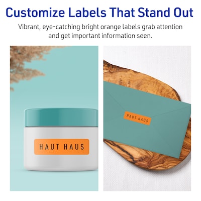 Avery Laser/Inkjet Multipurpose Rectangle Labels, 0.5" x 1.75", Bright Orange, 2400/Pack (94204)