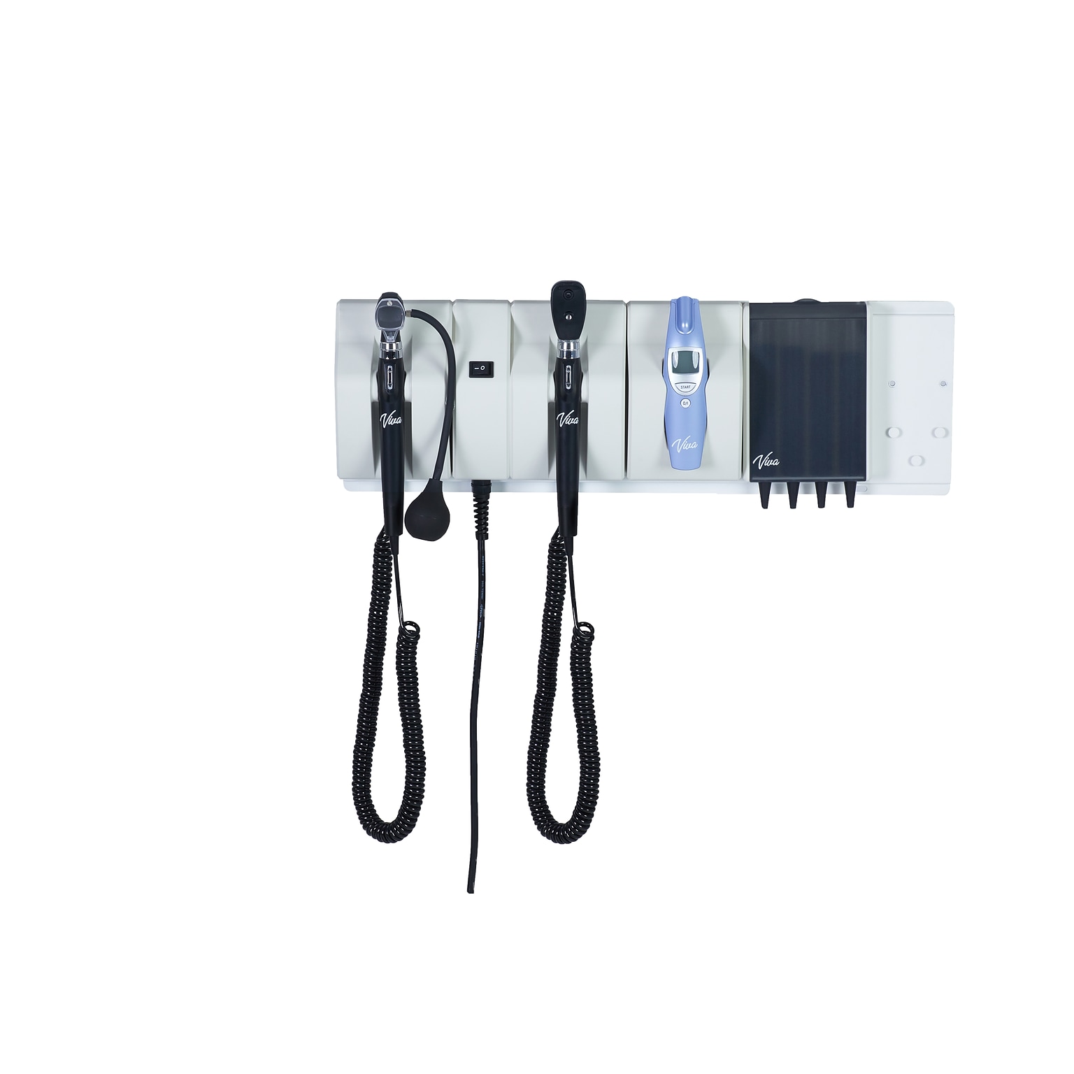 Viva Comfort Diagnostic Wall System with Ophthalmoscope, Otoscope, Thermometer, Ear Specula Dispenser, White (ME914-02-OOIE-MK)