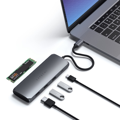 Satechi USB-C Hybrid Multiport Adapter, Space Gray (ST-UCHSEM)