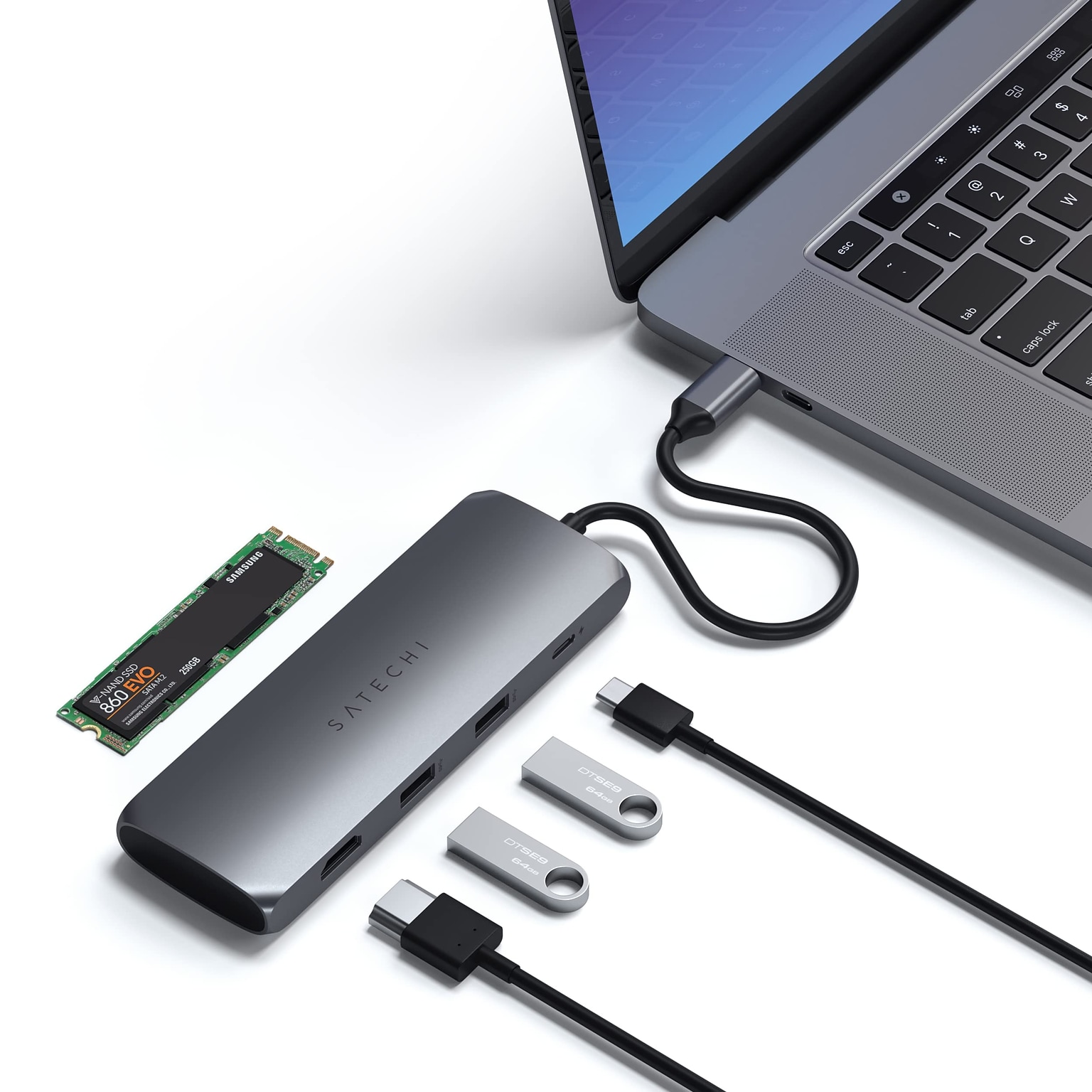 Satechi USB-C Hybrid Multiport Adapter, Space Gray (ST-UCHSEM)