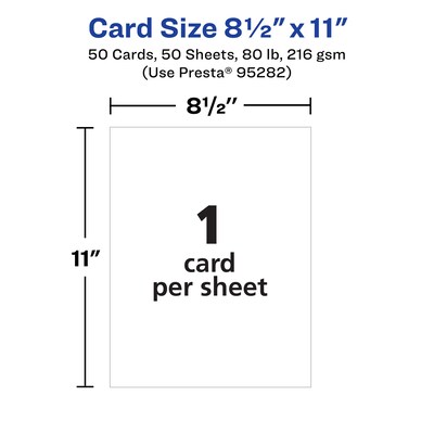 Avery Integrated Cards,8.5" x 11", Matte White, 50/Box (95282)