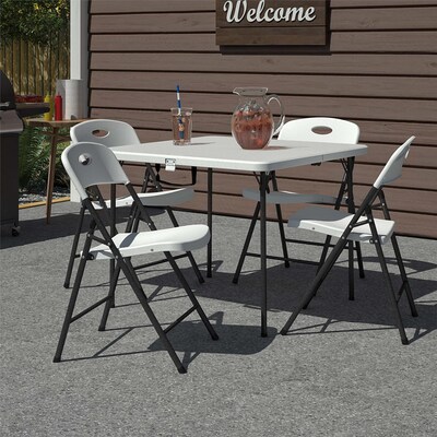 Cosco 36 Square Folding Table and Chairs, White, 5/Carton (37583WSP1E)