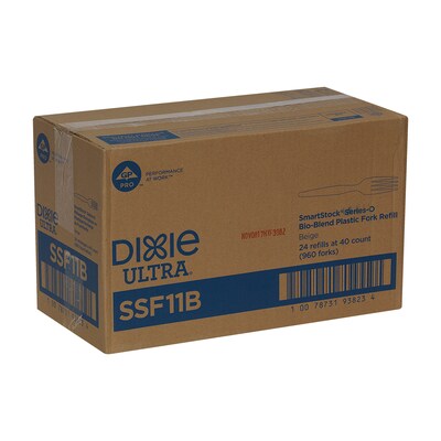 Dixie Ultra SmartStock Series-O Bio-Blend Fork Refills, Medium-Weight, Natural Beige, 960/Carton (SS