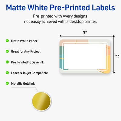 Avery Rectangle Laser/Inkjet Multipurpose Labels, 2 x 3, White, 80/Pack (19479371105)