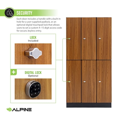 Alpine Industries 72" 2-Tier 3-Column Storage Locker, Oak (701-O-3-MK)