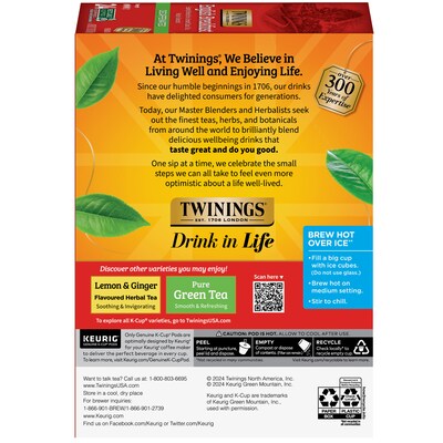 Twinings English Breakfast Decaf Black Tea, Keurig® K-Cup® Pods, 24/Box (TNA85784)