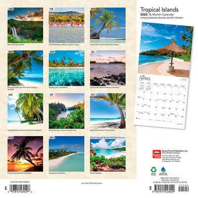 2023 BrownTrout Tropical Islands 12 x 12 Monthly Wall Calendar (9781975448929)
