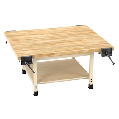 Diversified Woodcrafts Workshop Rectangular Workbench Table, 64 x 54, Light Hardwood (WW4-4V)