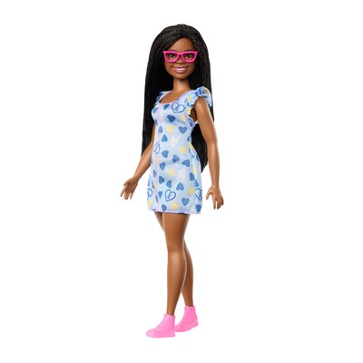 Mattel ?Barbie Fashionistas Doll with Down Syndrome in Heart-Print Dress, 4/Pack (HYK14)