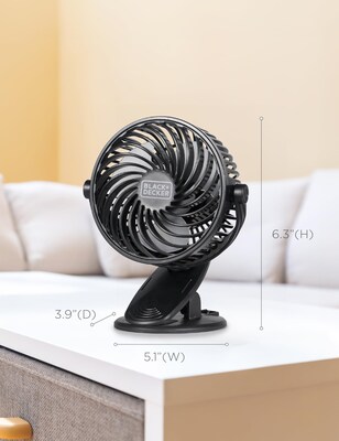Black & Decker 4" Clip Fans, 3-Speed, Black, 2/Pack (BFDC42PK)