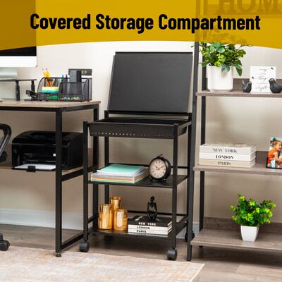 Mind Reader 3-Tier Metal Cart with Covered Compartment, Black (LGCART3T-BLK)
