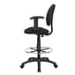 Boss® Drafting Stool w/ Adjustable Arms and Footring; Black
