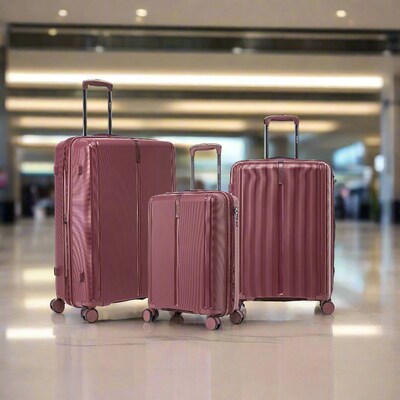 DUKAP Airley 3-Piece Hardside Spinner Luggage Set, TSA Checkpoint Friendly, Wine (DKAIRSML-WIN)