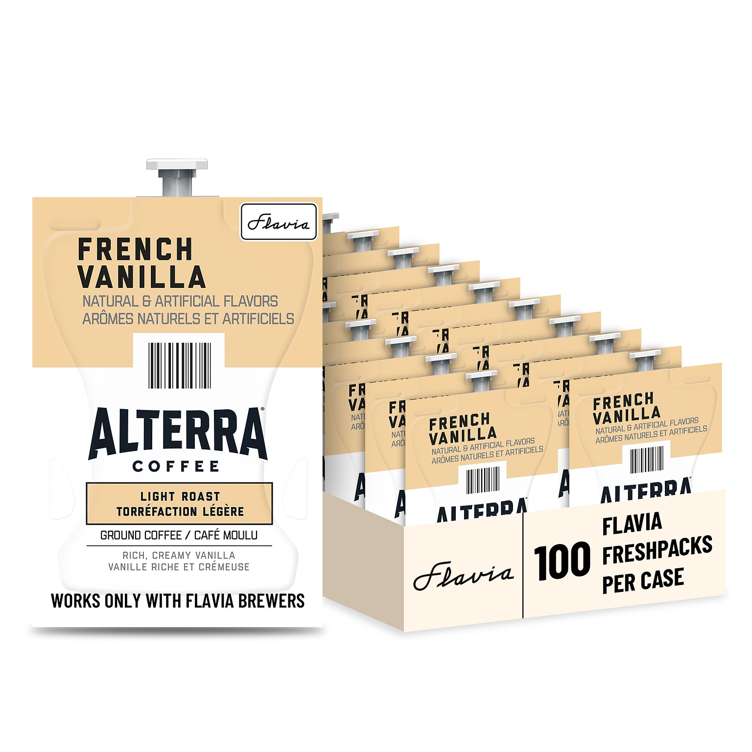 Alterra French Vanilla Coffee Flavia Freshpacks, Light Roast, 100/Carton (MDRA183)