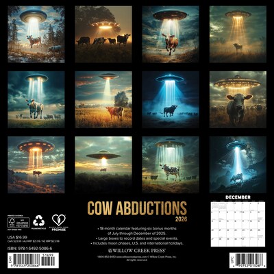 2026 Willow Creek Cow Abductions 12 x 12 Monthly Wall Calendar (50866)