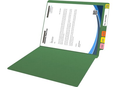 Medical Arts Press Reinforced End Tab File Folder, Straight Cut, Letter-Size, Green, 50/Box (S-01501-GRN)
