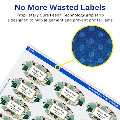 Avery Laser/Inkjet Oval  Waterproof Multipurpose Labels, 3"  Dia, White, 1000/Box (94055)