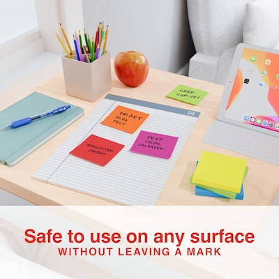 Staples Sticky Notes, 3" x 3", Summer Breeze Collection, 100 Sheets/Pad, 6 Pads/Pack (ST62867)