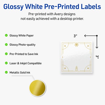 Avery Square Multipurpose Labels, 3 x 3, White, 60/Pack (19479370644)