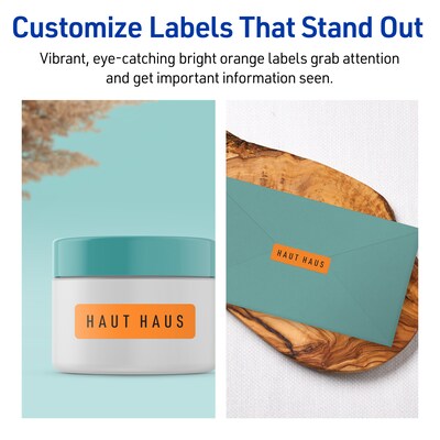 Avery Laser/Inkjet Multipurpose Rectangle Labels, 0.5" x 1.75", Bright Orange, 600/Pack (94204)