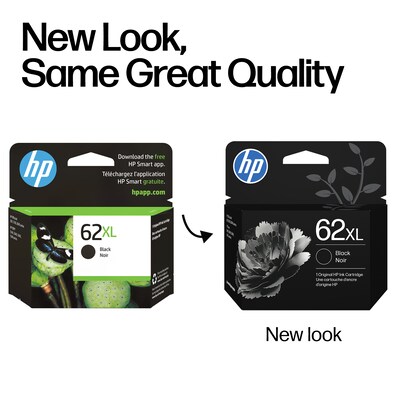 HP 62XL Black High Yield Ink Cartridge, Prints Up to 600 Pages (C2P05AN#140)