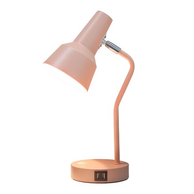 Simple Designs Sleek Essentials LED Desk Lamp, 15.2, with USB Ports, Blush Pink (LD1072-BPK)