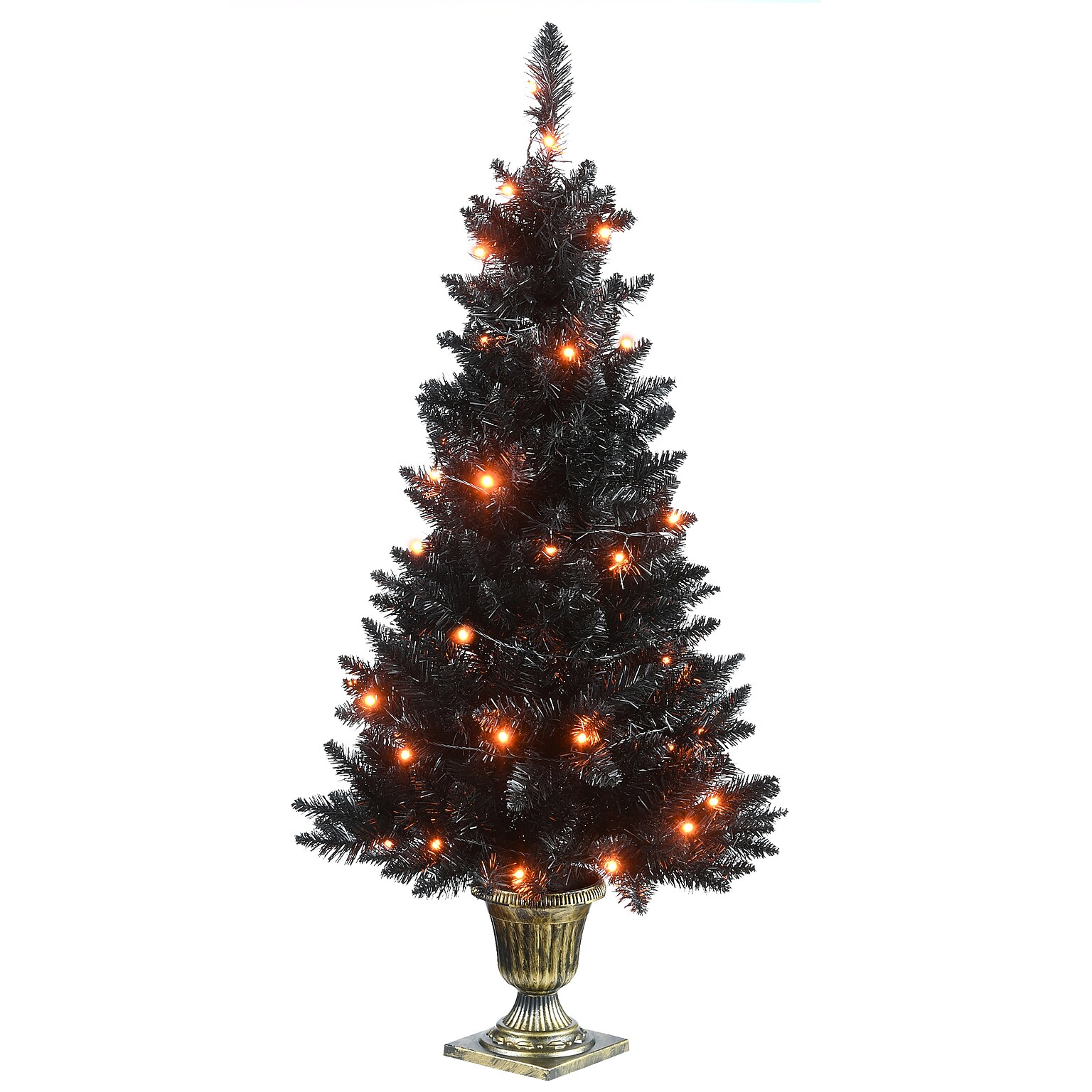 National Tree Company 4  Black Entrance Tree with String of Orange Lights (JI60-701-40)