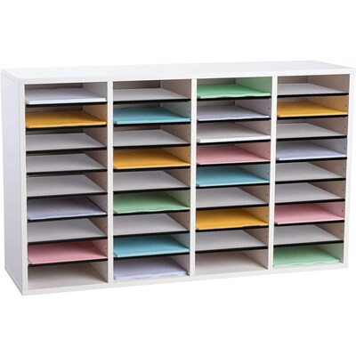 AdirOffice 500 Series 36-Compartment Literature Organizers, 39.3" x 11.8", White, 2/Pack (500-36-WHI-2PK)