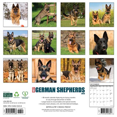 2026 Willow Creek German Shepherds 12 x 12 Monthly Wall Calendar (51238)
