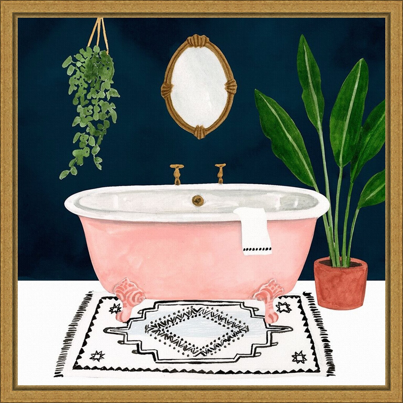 Amanti Art Boho Bath II by Victoria Borges Framed Canvas Wall Art Print, 16 x 16 (A42675040729)