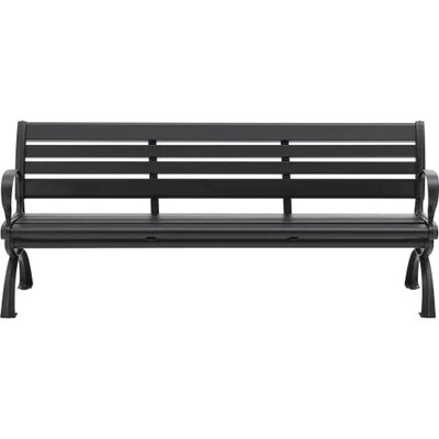 Global Industrial 6 Aluminum Park Bench w/ Backrest, Black (436978BK)