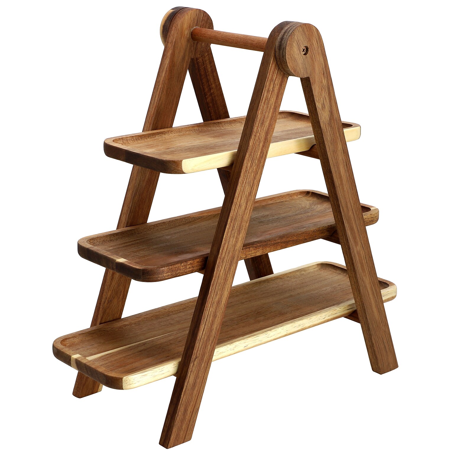 MegaChef Ladder Tray Set, Brown, 3 Tier, 4 Pieces (935122162M)