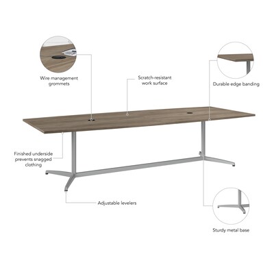 Bush Business Furniture 120W x 48D Boat Shaped Conference Table with Metal Base, Modern Hickory (99TBM120MHSVK)