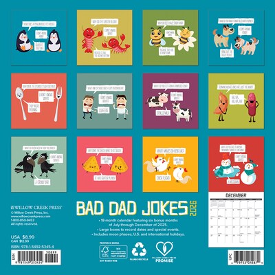 2026 Willow Creek Bad Dad Jokes 7 x 7 Monthly Wall Calendar (53454X)