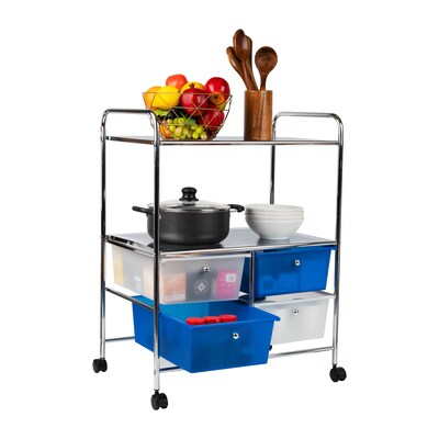 Mind Reader Elevate Collection 2-Tier 4-Drawer Metal Mobile Utility Cart, Multi (2SHROLL-ASST)