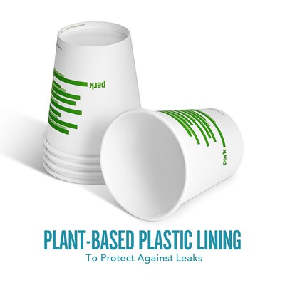 Perk™ Eco Compostable Paper Hot Cup, 10 Oz., White/Green, 50/Pack (PK56223)
