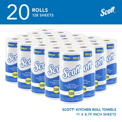 Scott Recycled Paper Towels, 1-ply, 128 Sheets/Roll, 20 Rolls/Pack (41482)