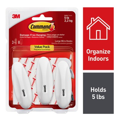 Command Large Wire Hook, 5 lb., White, 3/Pack (17069-3ES)