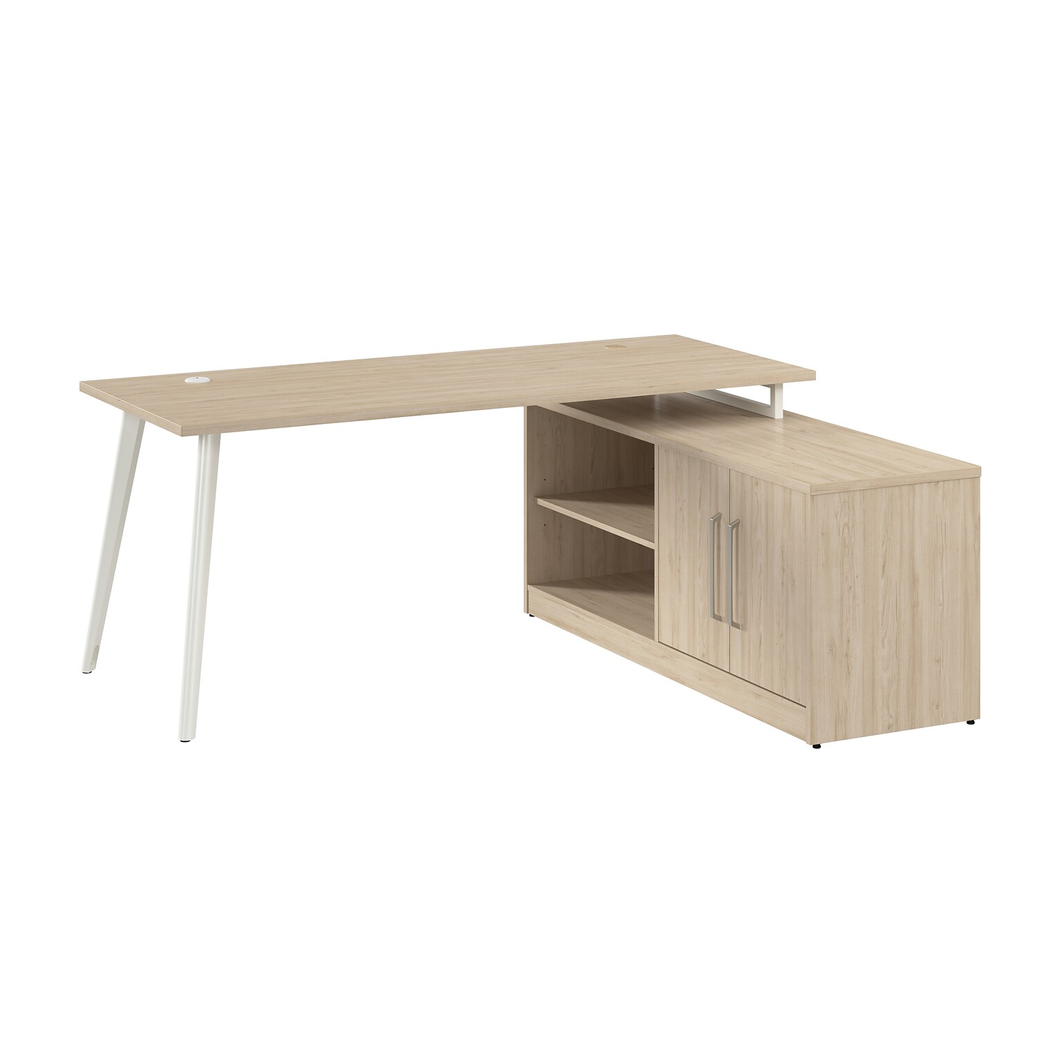 Bush Business Furniture Vista 72W L Shaped Desk with Low Storage Cabinet, Natural Elm (VST005NE)