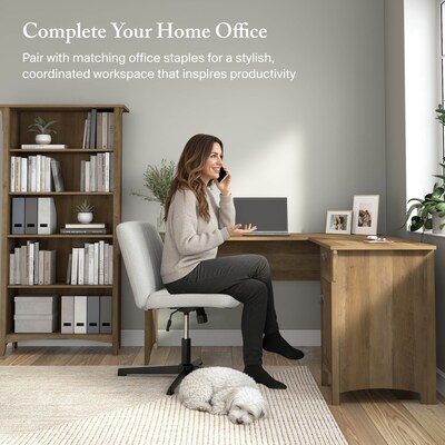 Bush Furniture Salinas 60"W L Shaped Desk with Storage, Reclaimed Pine (SAD160RCP-03)